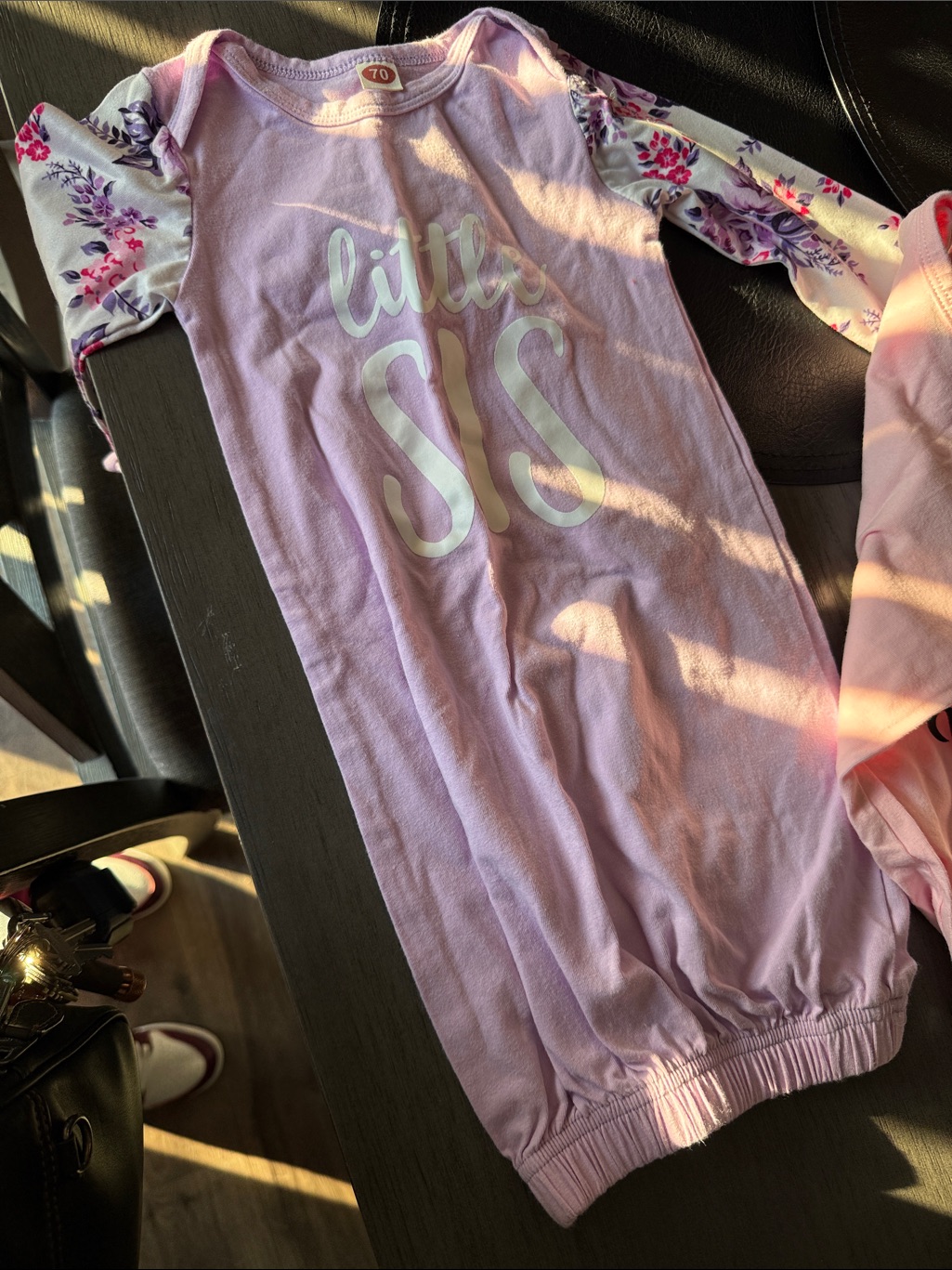 Gerber Pink Floral Sleeve Long Sleeve Gown - "Little Sis"